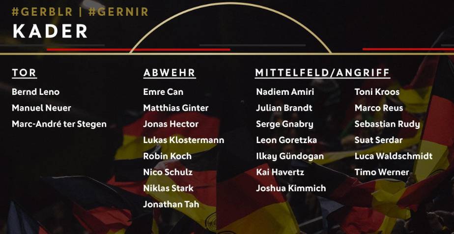 德国队新一期大名单：罗伊斯、克罗斯领衔，格雷茨卡、鲁迪回归
