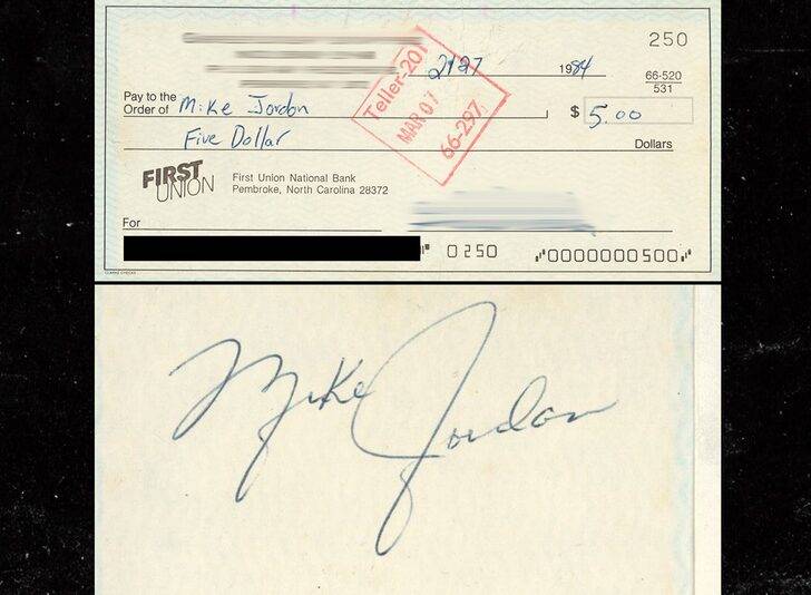 TMZ：35年前乔丹签名的支票将于近日被拍卖