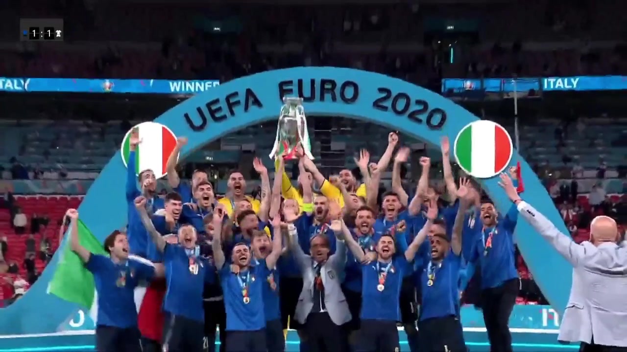 夺冠欢庆！意大利欧洲杯冠军颁奖仪式