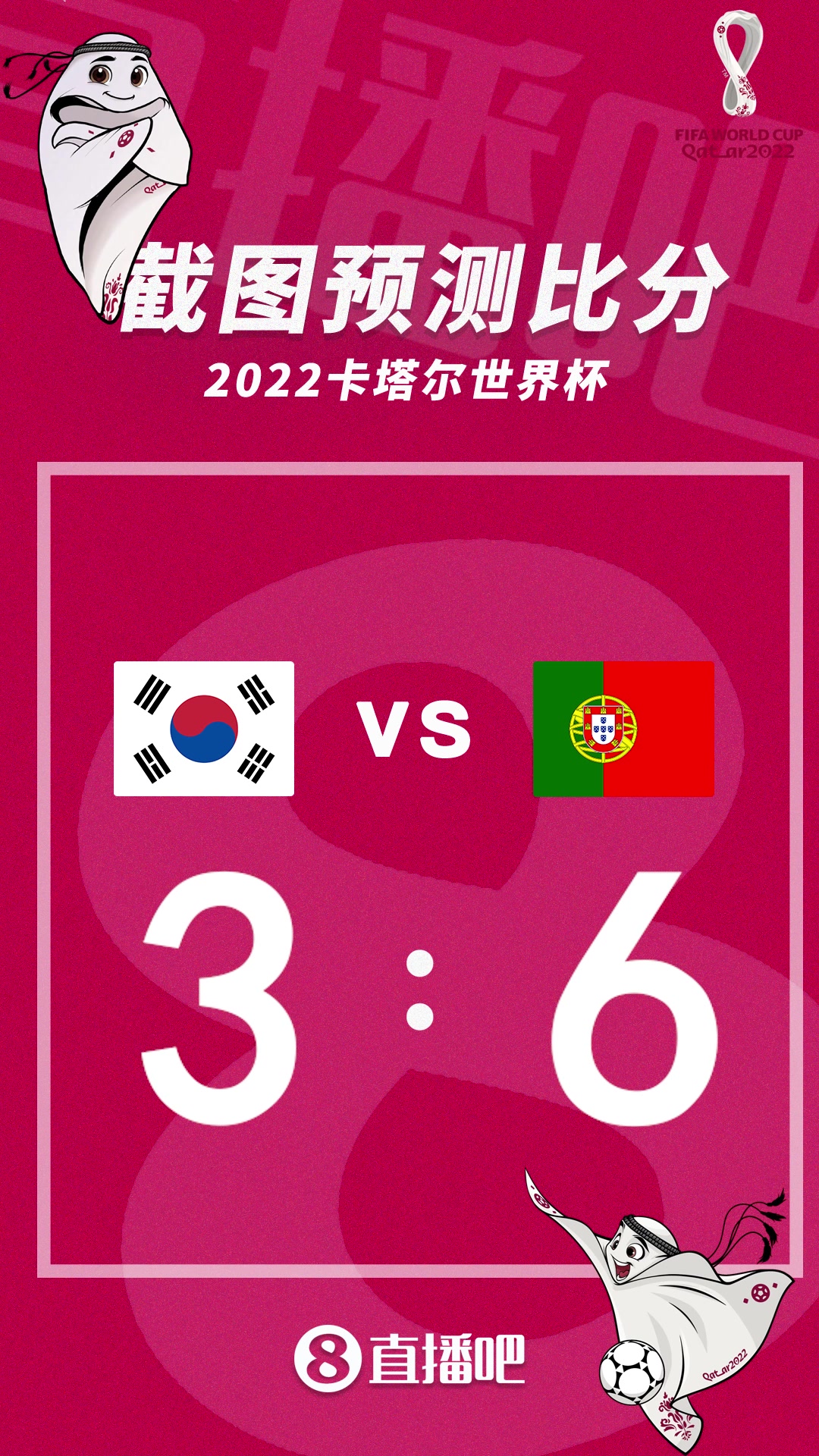 孙兴慜大战C罗！截图预测韩国vs葡萄牙比分