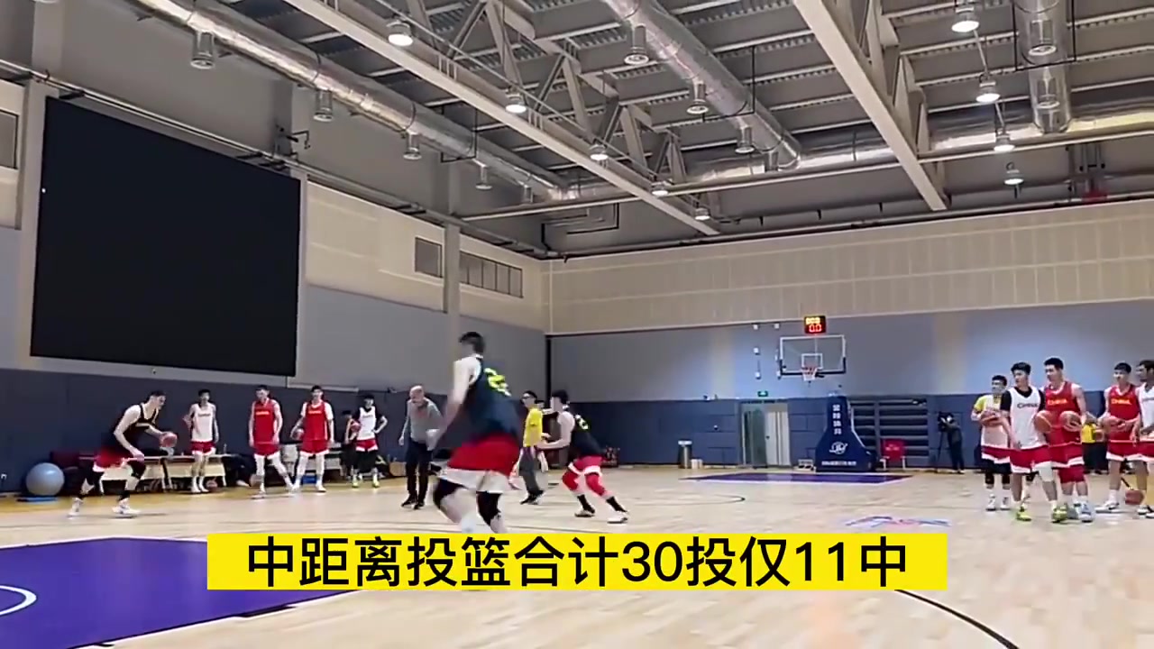 中国男篮中投训练统计，30投仅11中！其中仅有郭艾伦及格！