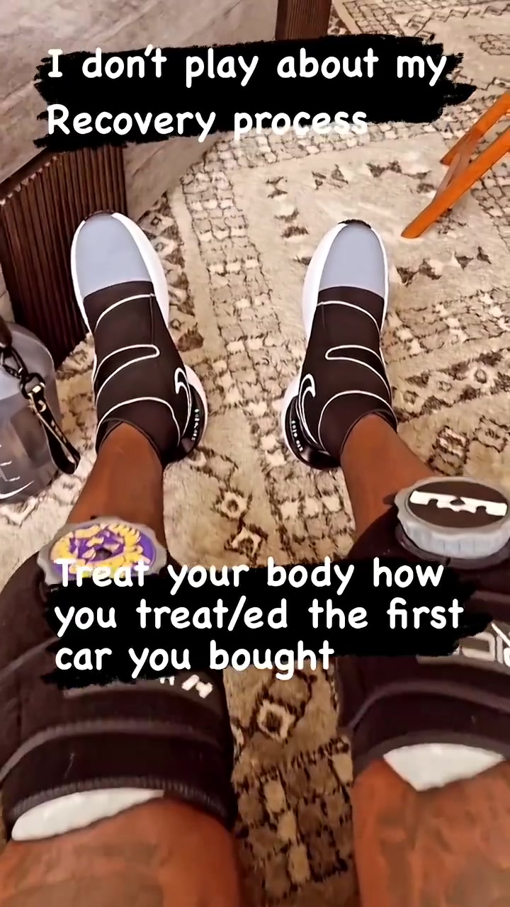 @E8J+Yrw==詹姆斯晒训练后使用恢复鞋：要像对待买下的第一辆车那般对待你的身体！