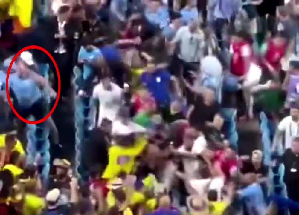 努涅斯被哥伦比亚球迷包围时，阿劳霍岳父挺身而出